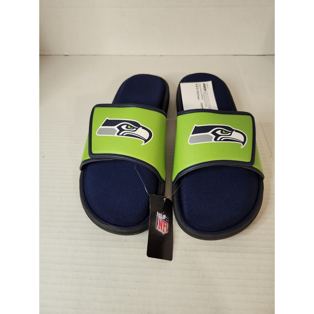 FOCO Seattle Seahawks NFL Mens Foam Sport Slide, Team Color, Size Large 11-12